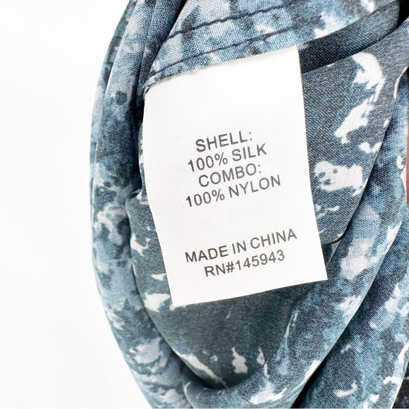 CHELSEA AND WALKER Womens Blue Stretch Silk Mesh Printed Sleeveless Tank Top - Picture 5 of 6